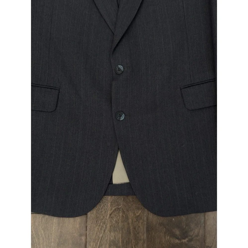 Vintage Johnny Carson Mens Blue Herringbone Blazer Jacket Two‎ Button Size 44L